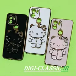 قاب گوشی Redmi A1 Plus شیائومی اورجبنال طرح ژله ای کیتی KITTY مای کیس گلد لاین آینه ای دور طلایی محافظ لنز دار در رنگ بندی متنوع کد 3