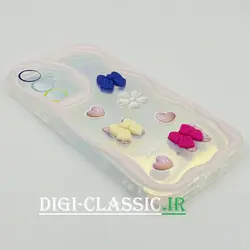 قاب گوشی Galaxy A54 سامسونگ طرح خامه ای عروسکی سه بعدی سیلیکون پشت شفاف TPU کپسولی بالشتی محافظ لنز دار به همراه برچسب هولوگرامی رنگ صورتی کد 11