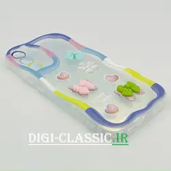 قاب گوشی Galaxy A34 سامسونگ طرح خامه ای عروسکی سه بعدی سیلیکون پشت شفاف TPU کپسولی بالشتی محافظ لنز دار به همراه برچسب هولوگرامی رنگ رنگی کد 12