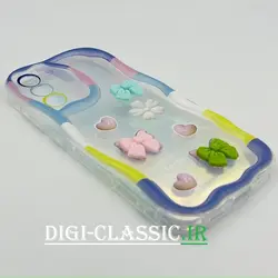 قاب گوشی Galaxy S21 FE سامسونگ طرح خامه ای عروسکی سه بعدی سیلیکون پشت شفاف TPU کپسولی بالشتی محافظ لنز دار به همراه برچسب هولوگرامی رنگ رنگی کد 8