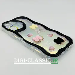 قاب گوشی Xiaomi Redmi 12 شیائومی طرح خامه ای عروسکی سه بعدی سیلیکون پشت شفاف TPU کپسولی بالشتی محافظ لنز دار به همراه برچسب هولوگرامی رنگ مشکی کد 1