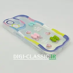 قاب گوشی Poco X5 Pro شیائومی طرح خامه ای عروسکی سه بعدی سیلیکون پشت شفاف TPU کپسولی بالشتی محافظ لنز دار به همراه برچسب هولوگرامی رنگ رنگی کد 3