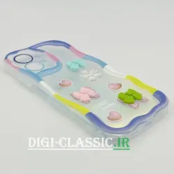 قاب گوشی Redmi Note 12 4G شیائومی طرح خامه ای عروسکی سه بعدی سیلیکون پشت شفاف TPU کپسولی بالشتی محافظ لنز دار به همراه برچسب هولوگرامی رنگ رنگی کد 5