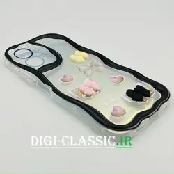 قاب گوشی Redmi Note 12 4G شیائومی طرح خامه ای عروسکی سه بعدی سیلیکون پشت شفاف TPU کپسولی بالشتی محافظ لنز دار به همراه برچسب هولوگرامی رنگ مشکی کد 4