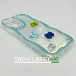 قاب گوشی Redmi Note 12 4G شیائومی طرح خامه ای عروسکی سه بعدی سیلیکون پشت شفاف TPU کپسولی بالشتی محافظ لنز دار به همراه برچسب هولوگرامی رنگ فیروزه ای کد 3