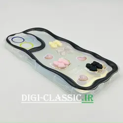 قاب گوشی Poco X5 Pro شیائومی طرح خامه ای عروسکی سه بعدی سیلیکون پشت شفاف TPU کپسولی بالشتی محافظ لنز دار به همراه برچسب هولوگرامی رنگ مشکی کد 4