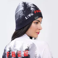 کلاه بیس نیم پلار هیمالیا کد 306435 طرح LIFE FREE رنگ خاکستری مشکی