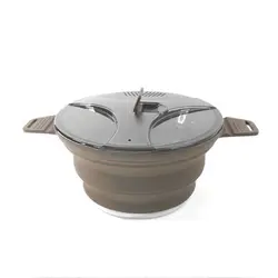 قابلمه تاشو سیلیکونی درب دار POT حجم 2.5 لیتر رنگ کرم