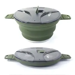 قابلمه تاشو سیلیکونی درب دار POT حجم 2.5 لیتر رنگ کرم