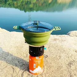 قابلمه تاشو سیلیکونی درب دار POT حجم 2.5 لیتر رنگ کرم