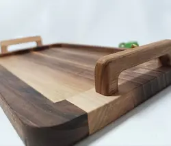 سینی پذیرایی چوب گردو دسته دار