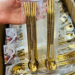نی شربت قاشق دار یونیک نی نوشیدنی طلایی