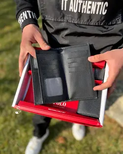 ست هدیه کیف و کمربند مردانه پولو کد 119 - سپید شاپ