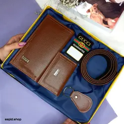 ست هدیه چهار تکه کیف و کمربند مردانه کد 110 - سپید شاپ