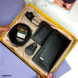 ست هدیه چهار تکه کیف و کمربند مردانه کد 110 - سپید شاپ