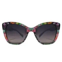 عینک آفتابی زنانه مدل گربه ای طرح گل کد 0120 UV400