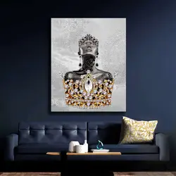 تابلو دکوراتیو تاج و فرشته برجسته سازی با نگین و رزین