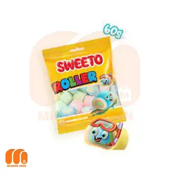 قیمت و خرید پاستیل مارشمالو با طرح رول رنگین کمانی 60 گرم از جلفا