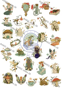 استیکر بدون برش طرح طبیعت و پری/fairycore