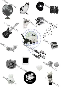 استیکر بدون برش طرح سیاه و سفید کیوت
