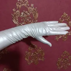 دستکش چرم سفید بلند