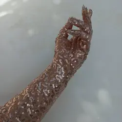 دستکش کرم طلایی گلبهی 