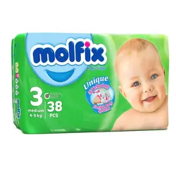 پوشک کودک مولفیکس سایز 3 بسته 38 عددی کد کالا : A1015