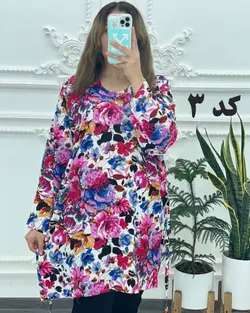 تونیک گلدار سایز بزرگ خارجی 775 - بلوط مد