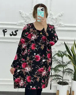 تونیک گلدار سایز بزرگ خارجی 775 - بلوط مد