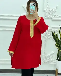 تونیک نخی نوار طلایی 778 - بلوط مد