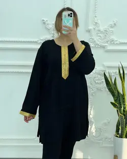 تونیک نخی نوار طلایی 778 - بلوط مد