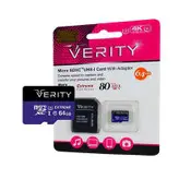 کارت حافظه میکرو اس دی 64 گیگابات وریتی به همراه اداپتور - Verity Class10 UHS-I U3 80MBps microSDHC With Adapter 64GB