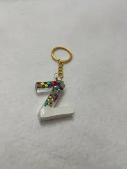 جاکلیدی رزینی حروف انگلیسی طرح سفید فانتزی | هنری بگیر