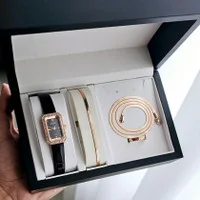 ست ساعت زنانه ساعت مچی دخترانه با دستبند و گردنبند ماری رزگلد