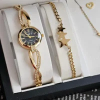 ست ساعت زنانه دخترانه ارسال رایگان ساعت شیک با زیورالات مدل ستاره رنگ ثابت کادو دخترانه زنانه