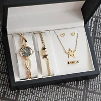 ست ساعت زنانه دخترانه ارسال رایگان ساعت شیک با زیورالات مدل ستاره رنگ ثابت کادو دخترانه زنانه