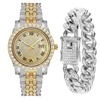 ساعت رولکس فول استون بهمراه دستبند کارتیر نگینی جذاب ساعت مچی رولکس ست ساعت زنانه ست ساعت مردانه ارسال رایگان