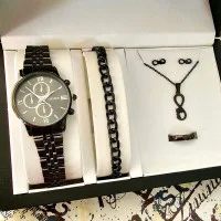 ست ساعت زنانه و دخترانه مشکی کاملا استیل و رنگ ثابت ارسال رایگان با جعبه پاپیونی