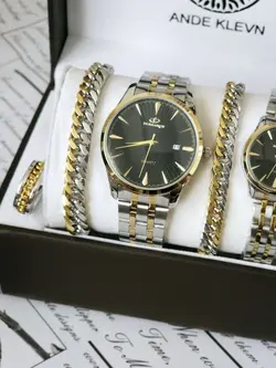 ست ساعت زنانه و مردانه (نقره ای-مشکی)