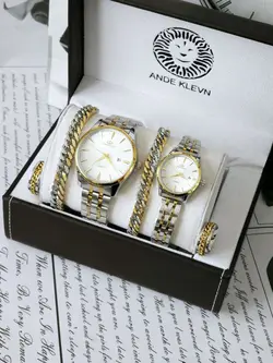 ست ساعت زنانه و مردانه (نقره ای-سفید)