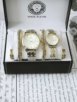 ست ساعت زنانه و مردانه (نقره ای-سفید)