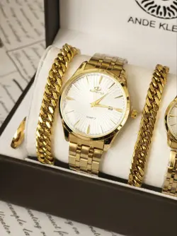 ست ساعت زنانه و مردانه (طلایی-سفید)