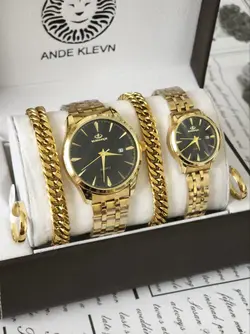ست ساعت زنانه و مردانه (طلایی-مشکی)