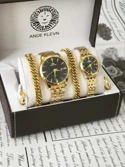 ست ساعت زنانه و مردانه (طلایی-مشکی)