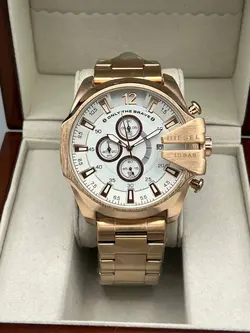 ساعت سه موتوره دیزل مردانه (رزگلد صفحه سفید)