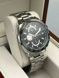 ‏ساعت کاسیو ادیفایس طرح (بند نقره ای صفحه مشکی)