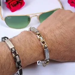 دستبند مردانه استیل طلایی مشکی ورساچه 20000360