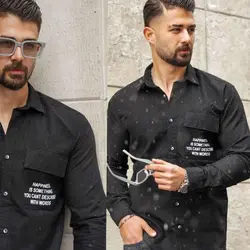 پیراهن دکمه دار مردانه استین دار جنس بیسکوییتی در رنگبندی با ارسال رایگان