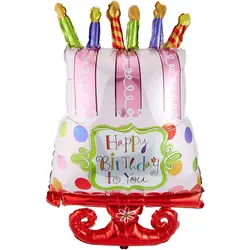بادکنک فویلی مدل کیک و شمع طرح هپی برث دی کد DB21