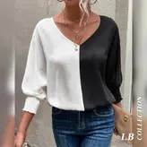 شومیز حریر خفاشی دو رنگ SHEIN Clasi